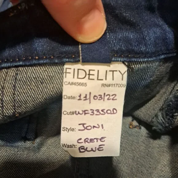 Fidelity Anthropologie Joni Jeans Crete Blue Stretch Women's 26 Made In USA - Picture 12 of 14